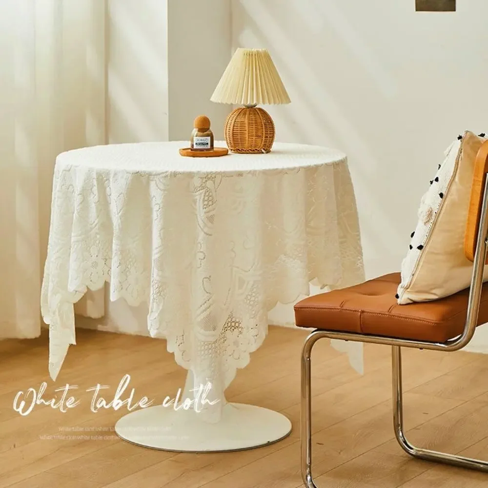 Vintage Lace Square Tablecloth, Elegant Retro Decorative Cover